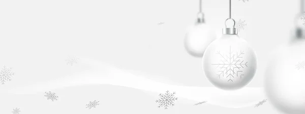 Merry Christmas Happy New Year Christmas Decoration White Christmas Ball — Stock vektor