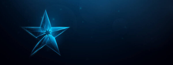 The blue star is made from a Low polygon model. Vector illustration