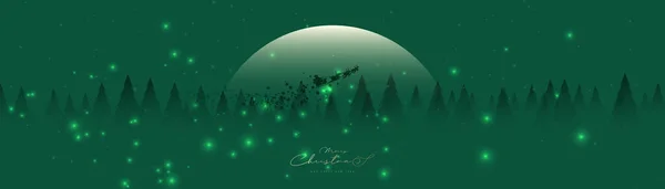 Счастливого Рождества Санта Клаус Едет Салате Зеленой Тени Рождественские Елки — стоковый вектор