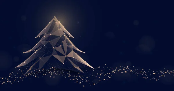 圣诞快乐 圣诞树是由低多边形模型制成的 奢华的背景矢量说明 — 图库矢量图片