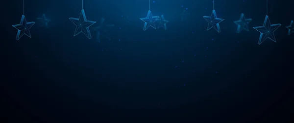 Joyeux Noël Bonne Année Boules Étoiles Bleues Noël Suspendues Sur — Image vectorielle