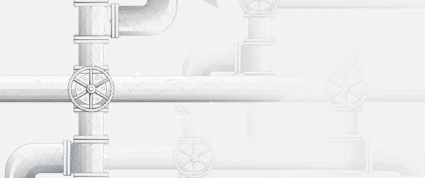 Черно Белый Трубопровод Промышленный Фон Низкий Многоугольник Дизайн Стиле Проволоки — стоковый вектор