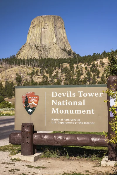 Devils Tower National Monument Sign — Stock Photo, Image