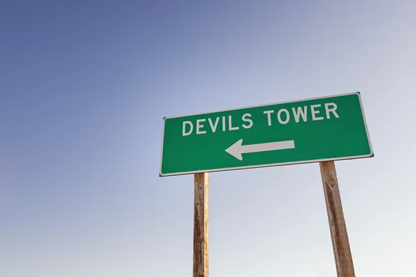Devils tower znak — Zdjęcie stockowe