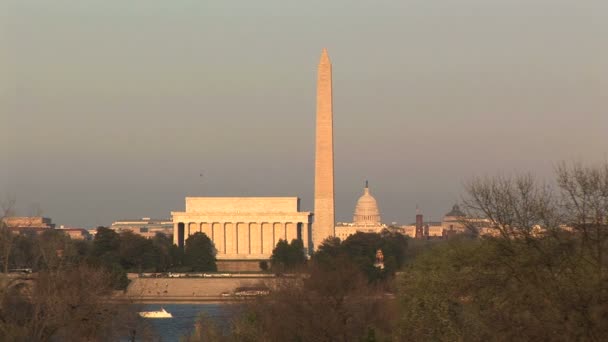 Capitolio de Estados Unidos, Monumento a Washington y Monumento a Lincoln — Vídeo de stock