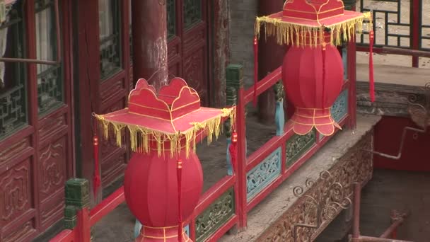 Swaying Red Chinese Lanterns — Stock Video