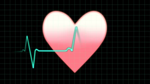 Monitor de latidos cardíacos EKG, animación — Vídeo de stock