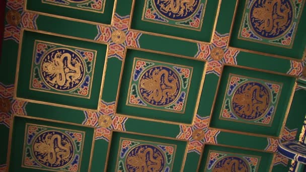 Ornate Painted Chinese Ceiling — Stock Video