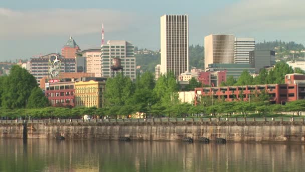 Portland, oregon bridge och downtown Visa — Stockvideo