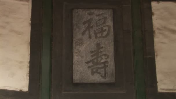 Personnages chinois sculptés sur la porte — Video