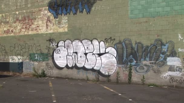 Pared pintada de graffiti — Vídeos de Stock