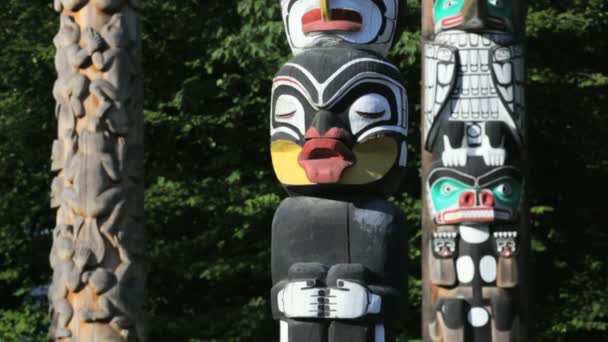 Stanley Park Totem Pólos — Vídeo de Stock