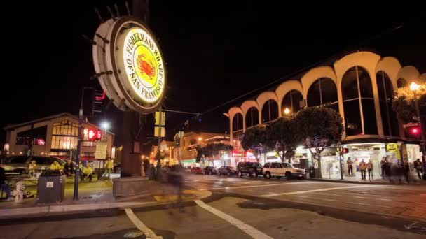 Fisherman's Wharf Sign, Time Lapse — Stock Video