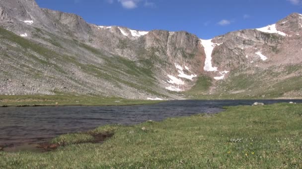 Vysoké horské jezero scénické — Stock video