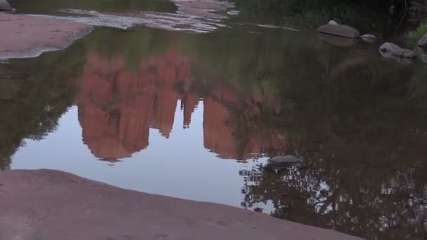 Cathedral Rock Moonrise Reflection — Stock Video