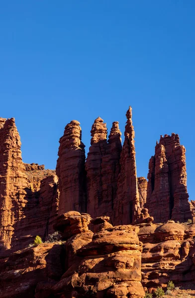 Schilderachtig Ruig Landschap Van Fisher Towers Bij Moab Utah — Stockfoto