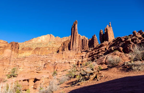 Scenic Rugged Landscape Fisher Towers Moab Utah — Stock Photo, Image