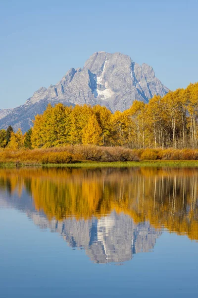 Festői Táj Tükröződik Grand Teton Nemzeti Park Wyoming Ősszel — Stock Fotó