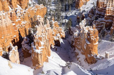 a snow covered landscape in Bryce Canyon National Park Utah in winter