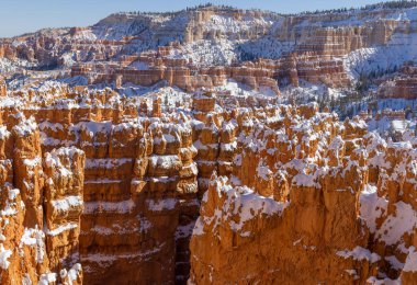 Bryce Kanyonu Ulusal Parkı Utah manzaralı kış manzarası