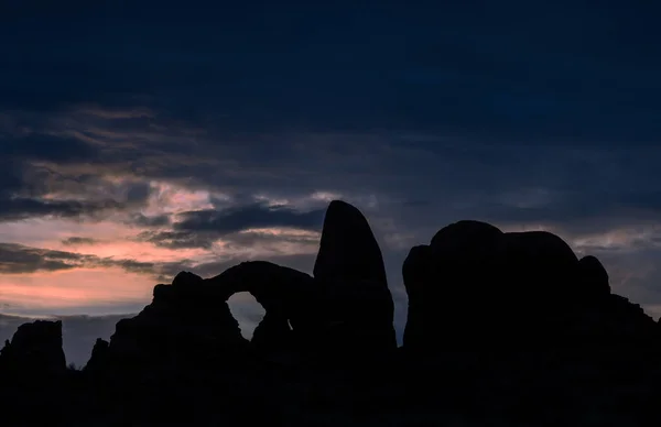 Uma Paisagem Pitoresca Nascer Sol Arches National Park Utah — Fotografia de Stock