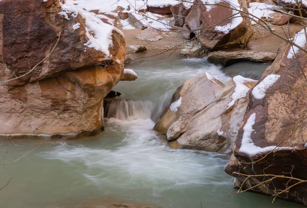 Paisaje Invernal Pintoresco Parque Nacional Zion Utah —  Fotos de Stock