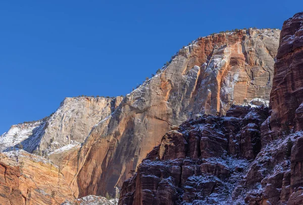 Uma Paisagem Inverno Cênica Parque Nacional Zion Utah — Fotografia de Stock