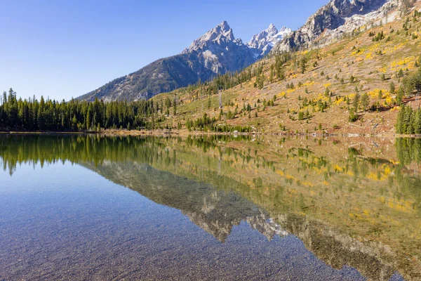 Scenic Reflection Landscape Grand Teton National Park Wyoming Autumn — Stock Photo, Image