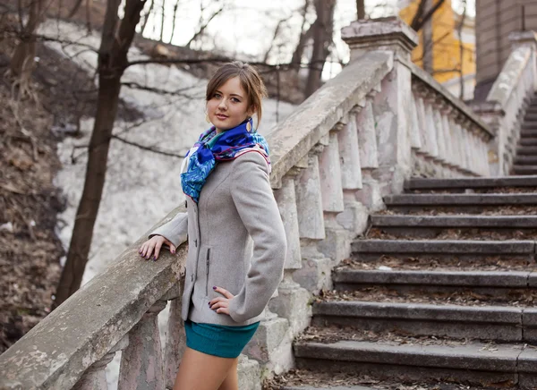 The young girl on a ladder — Stock Photo, Image