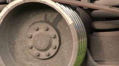 bir trenin demir tekerlek. odak noktası kaldırma