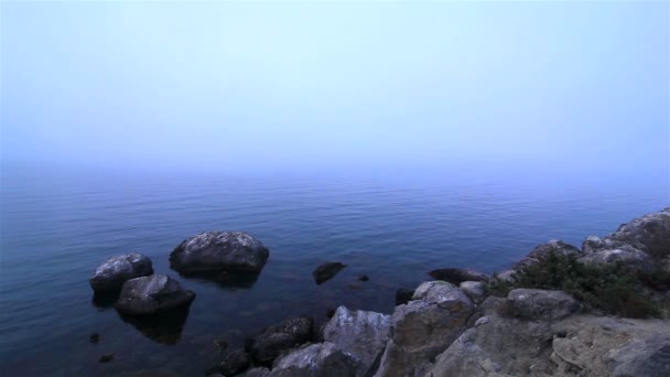 De zeekust met rotsen en stenen in water — Stockvideo