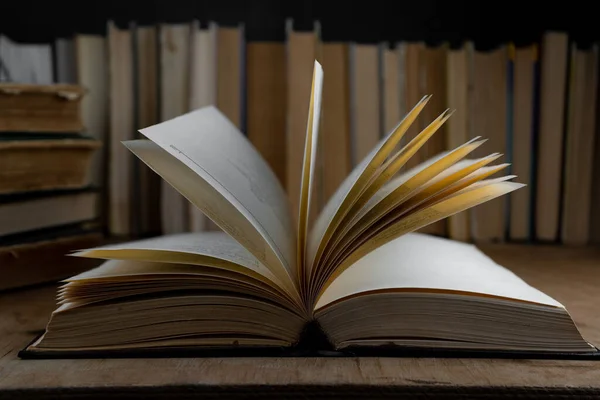 Kitap geçmişi. Kütüphanedeki eski kitaplar. Kitapçı dükkanı. Bilgi, yayınlar, edebiyat. Kitapçı, kitapçı, kitapçı. — Stok fotoğraf