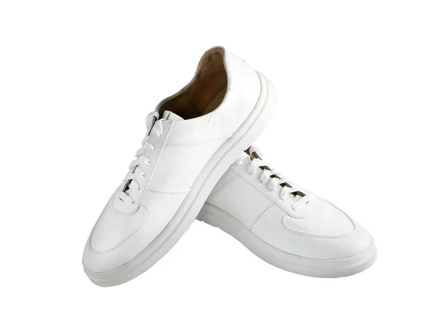 Witte Sneakers Geïsoleerd Witte Achtergrond Comfortabele Goedkope Sportschoenen Unisex Casual — Stockfoto