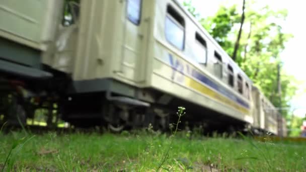 Ukrzaliznytsia Ferrovia Ucraina Defocus Video Soft Treno Carri Stanno Muovendo — Video Stock