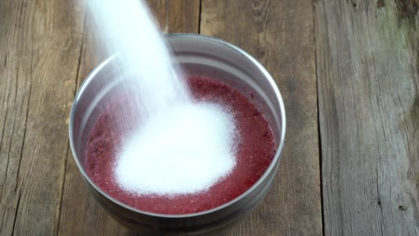 Sip Sugar Bowl Red Currants Currant Sugar Prepare Jam — Vídeo de Stock