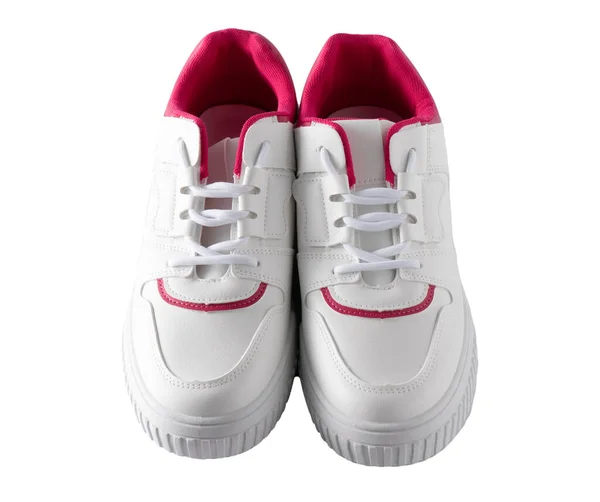 New White Sneakers Isolated White Background Fashionable Sports Shoes Clean — Photo