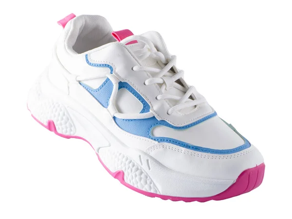 New White Sneakers Isolated White Background Fashionable Sports Shoes Clean — 스톡 사진