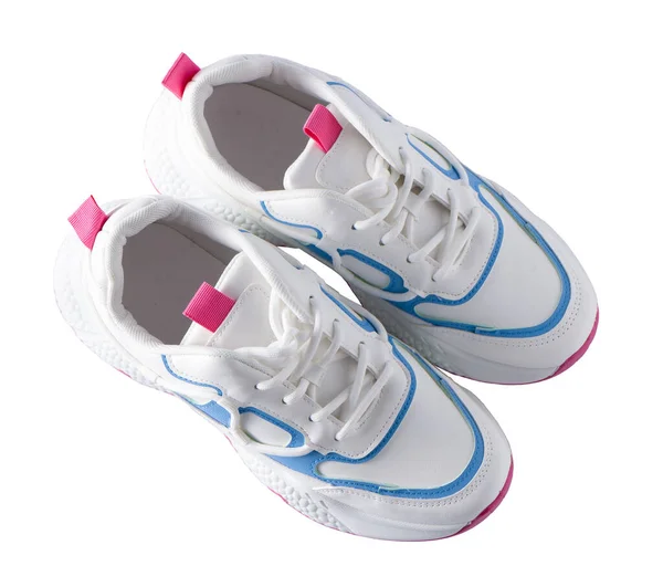 New White Sneakers Isolated White Background Fashionable Sports Shoes Clean — Stok fotoğraf