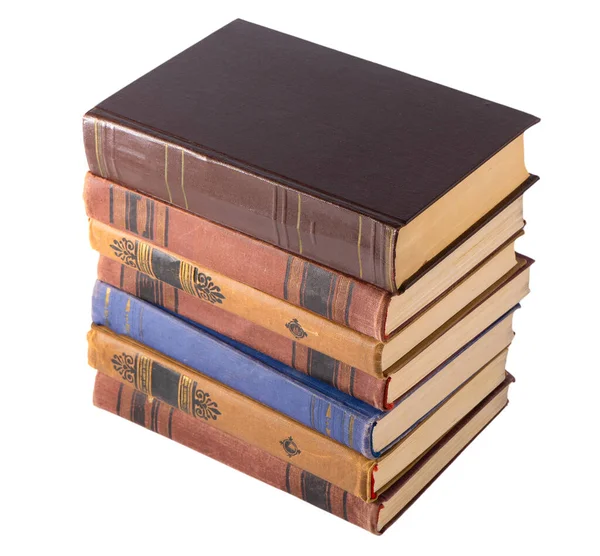 Stack Old Books Isolated White Background Library Shelf Book Cloth — Stok fotoğraf