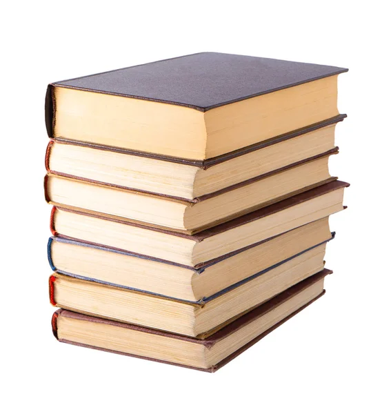 Stack Old Books Isolated White Background Library Shelf Book Cloth — Stok fotoğraf