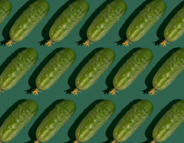 Padrão Pepino Pepinos Fundo Verde Alimentos Vegetais — Fotografia de Stock