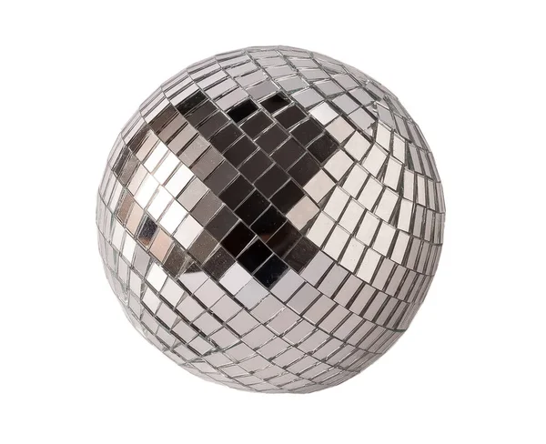 Mirror Disco Ball Isolated White Background Brilliant Decoration Silver Decor — Stock Photo, Image