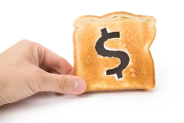 Kromka chleba z znak dolara — Zdjęcie stockowe