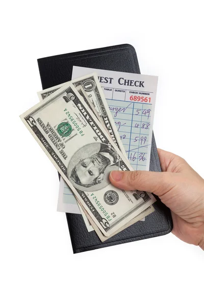 Guest Check and dollar — Stock Photo, Image