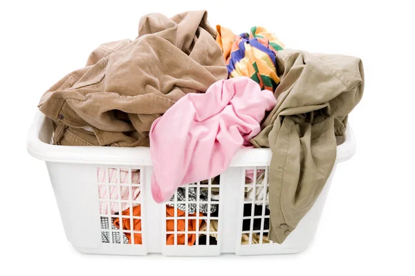 Laundry basket and dirty clothing — Stock Photo, Image
