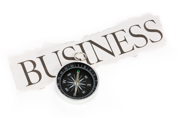Headline business and Compass, concept of decision