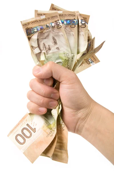 カナダ ドルの完全な手 — ストック写真