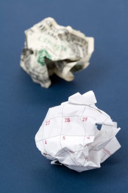 Takvim kağıt topu ve Doları