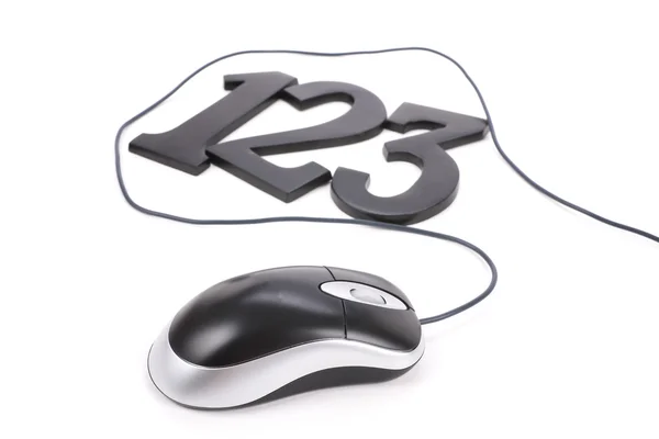 123 e mouse del computer — Foto Stock