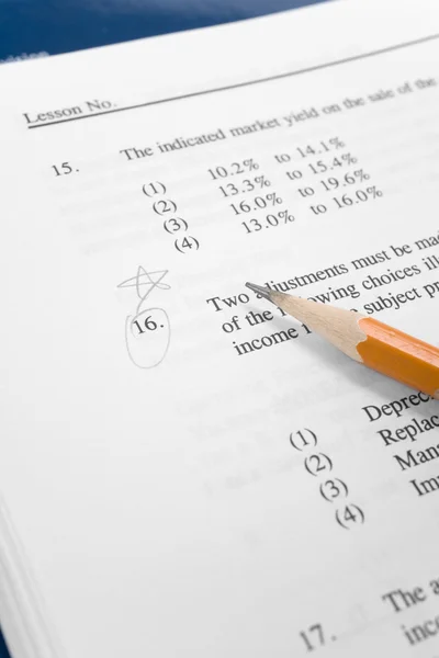 Pencil and textbook — Stock Photo, Image